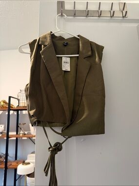 Windsor Olive Green Sleeveless Wrap Vest